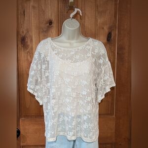 Democracy Cream Lace‎ Top with Camisole